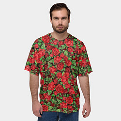Футболка оверсайз мужская Букет алых роз, цвет: 3D-принт — фото 2