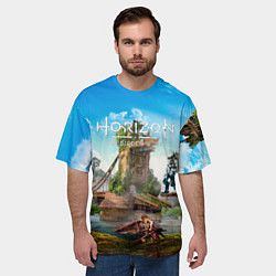 Футболка оверсайз мужская Horizon Forbidden West - разрушенный мост, цвет: 3D-принт — фото 2