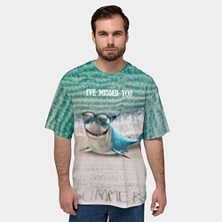 Футболка оверсайз мужская Я скучаю - Акула, цвет: 3D-принт — фото 2