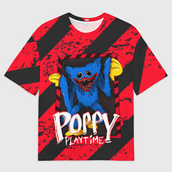 Мужская футболка оверсайз Poppy Playtime RED WARNING