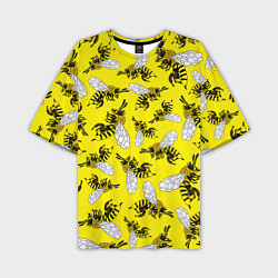 Мужская футболка оверсайз Пчелы на желтом