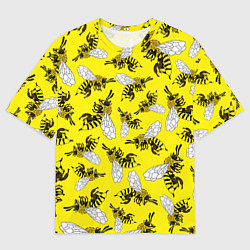 Футболка оверсайз мужская Пчелы на желтом, цвет: 3D-принт