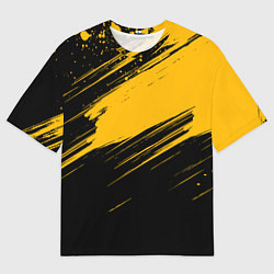 Мужская футболка оверсайз Black and yellow grunge