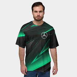 Футболка оверсайз мужская MERCEDES-BENZ AMG NEON STRIPES PETRONAS, цвет: 3D-принт — фото 2