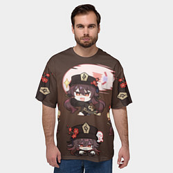 Футболка оверсайз мужская Hu Tao Chibi Genshin, цвет: 3D-принт — фото 2