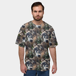 Футболка оверсайз мужская Волки клипарт wolfs, цвет: 3D-принт — фото 2