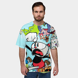 Футболка оверсайз мужская Побег От Боссов Магман Cuphead, цвет: 3D-принт — фото 2