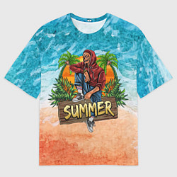 Футболка оверсайз мужская Скелет в отпуске, цвет: 3D-принт