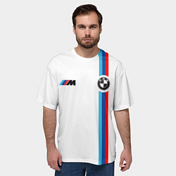 Футболка оверсайз мужская БМВ 3 STRIPE BMW WHITE, цвет: 3D-принт — фото 2
