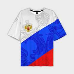 Футболка оверсайз мужская Российский герб: триколор, цвет: 3D-принт