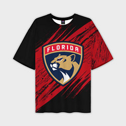 Футболка оверсайз мужская Florida Panthers, Флорида Пантерз, NHL, цвет: 3D-принт