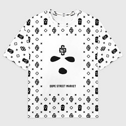 Футболка оверсайз мужская Узор White Phantom Ski Mask Dope Street Market, цвет: 3D-принт