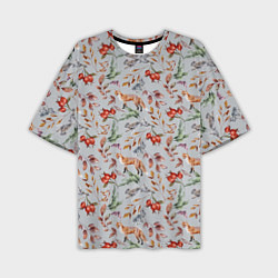 Мужская футболка оверсайз Лисы и лесные ягоды