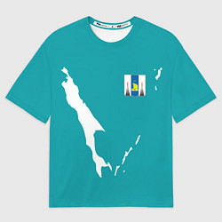 Футболка оверсайз мужская Сахалин герб, цвет: 3D-принт