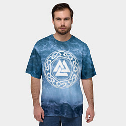 Футболка оверсайз мужская Валькнут символ Бога Одина 3D, цвет: 3D-принт — фото 2