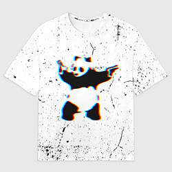 Футболка оверсайз мужская Banksy Panda with guns Бэнкси, цвет: 3D-принт