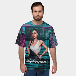 Футболка оверсайз мужская Киберпанк2077 Джуди, цвет: 3D-принт — фото 2