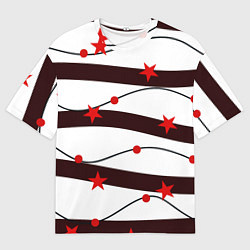 Мужская футболка оверсайз Красные Звезды На Волнах