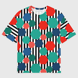 Футболка оверсайз мужская Геометрический разноцветный узор, цвет: 3D-принт
