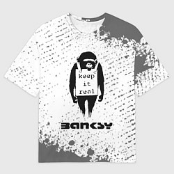 Футболка оверсайз мужская БЭНКСИ - ОБЕЗЬЯНА - Брызги, цвет: 3D-принт