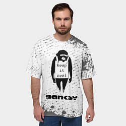 Футболка оверсайз мужская БЭНКСИ - ОБЕЗЬЯНА - Брызги, цвет: 3D-принт — фото 2