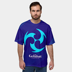 Футболка оверсайз мужская ГЕНШИН ИМПАКТ - ЭЛЕКТРО Абстракция, цвет: 3D-принт — фото 2