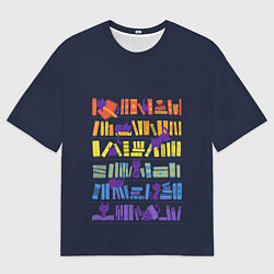 Футболка оверсайз мужская Коты и книги, цвет: 3D-принт