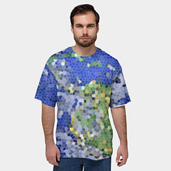 Футболка оверсайз мужская Планета Земля - пиксельный рисунок, цвет: 3D-принт — фото 2