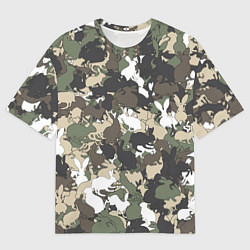 Мужская футболка оверсайз Камуфляж с кроликами