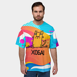 Футболка оверсайз мужская Кот на шпагате, цвет: 3D-принт — фото 2