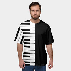 Футболка оверсайз мужская Черно-Белое Пианино Piano, цвет: 3D-принт — фото 2