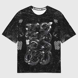 Футболка оверсайз мужская Чб Блестящая Змея Snake Shine, цвет: 3D-принт