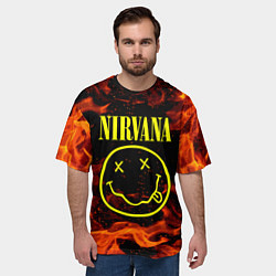 Футболка оверсайз мужская NIRVANA огонь, цвет: 3D-принт — фото 2