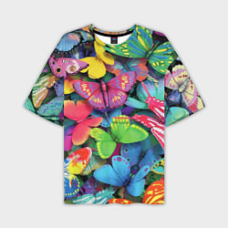 Мужская футболка оверсайз Стая бабочек Pattern