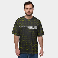 Футболка оверсайз мужская PORSCHE Pro Racing Соты, цвет: 3D-принт — фото 2