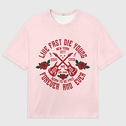 Футболка оверсайз мужская ROCK AND ROLL гитары и розы, цвет: 3D-принт