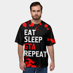 Футболка оверсайз мужская Eat Sleep GTA Repeat - Брызги, цвет: 3D-принт — фото 2