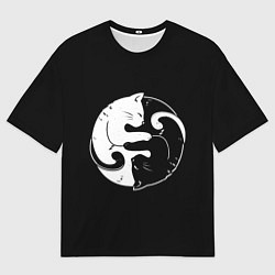 Футболка оверсайз мужская Инь Янь - котики cat, цвет: 3D-принт