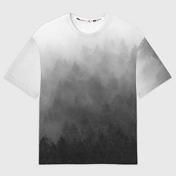 Мужская футболка оверсайз Темный лес - туман