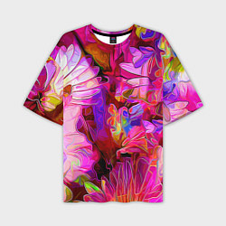 Футболка оверсайз мужская Красочный цветочный паттерн Floral pattern, цвет: 3D-принт