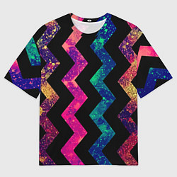Футболка оверсайз мужская Геометрический паттерн Neon, цвет: 3D-принт