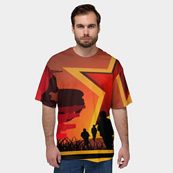 Футболка оверсайз мужская Звезда ПОБЕДЫ и силуэты солдат, цвет: 3D-принт — фото 2