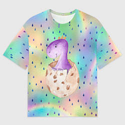 Футболка оверсайз мужская Малыш динозаврик, цвет: 3D-принт