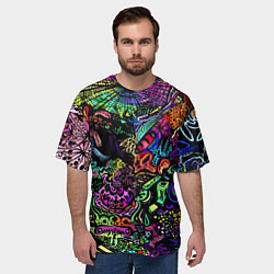 Футболка оверсайз мужская Абстрактный узор Vanguard Fashion Неон, цвет: 3D-принт — фото 2