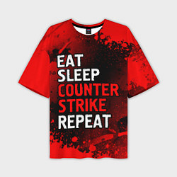 Мужская футболка оверсайз Eat Sleep Counter Strike Repeat Брызги