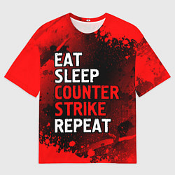 Футболка оверсайз мужская Eat Sleep Counter Strike Repeat Брызги, цвет: 3D-принт