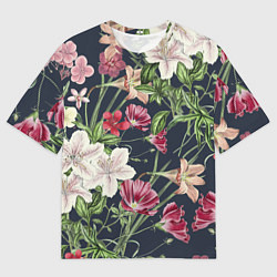 Футболка оверсайз мужская Цветы Розовые, цвет: 3D-принт