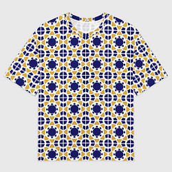 Мужская футболка оверсайз ГЕОМЕТРИЧЕСКИЙ ОРНАМЕНТ ЖЕЛТЫЙ СИНИЙ