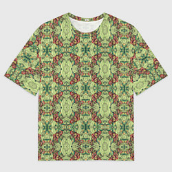 Футболка оверсайз мужская Зеленые и коричневые узоры, цвет: 3D-принт