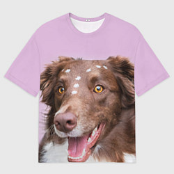 Футболка оверсайз мужская Веселая Бордер колли, цвет: 3D-принт